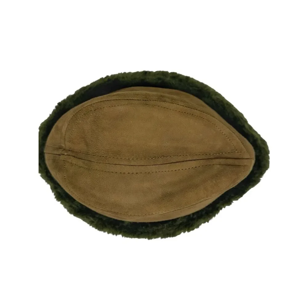 Vintage U.S. Military Cold Weather Cap Hat Faux Fur Trim Olive Brown Size Large